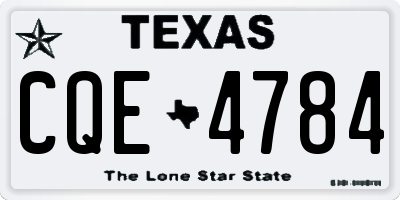TX license plate CQE4784