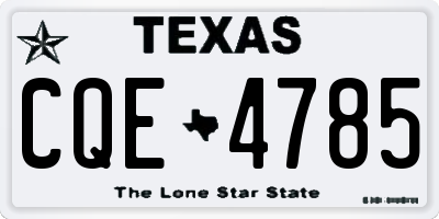 TX license plate CQE4785