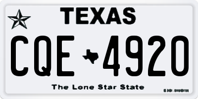 TX license plate CQE4920