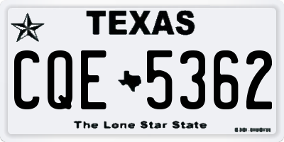 TX license plate CQE5362