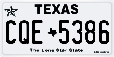 TX license plate CQE5386