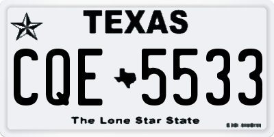TX license plate CQE5533