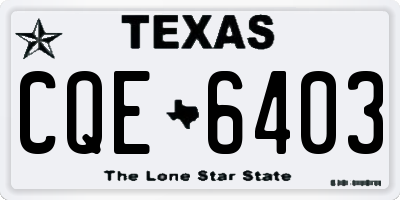 TX license plate CQE6403