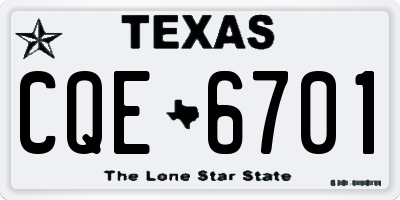 TX license plate CQE6701