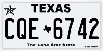 TX license plate CQE6742