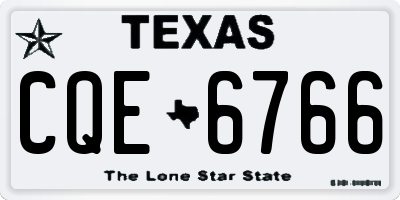 TX license plate CQE6766