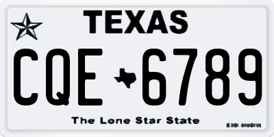 TX license plate CQE6789