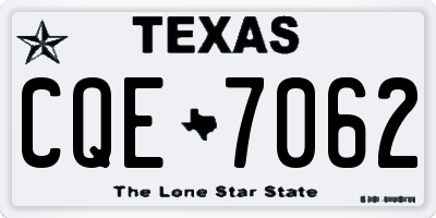 TX license plate CQE7062
