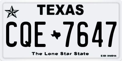 TX license plate CQE7647