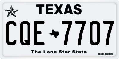 TX license plate CQE7707