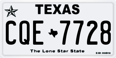 TX license plate CQE7728