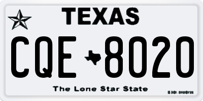 TX license plate CQE8020