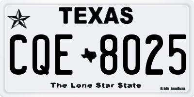TX license plate CQE8025