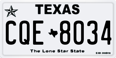 TX license plate CQE8034