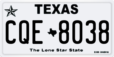 TX license plate CQE8038