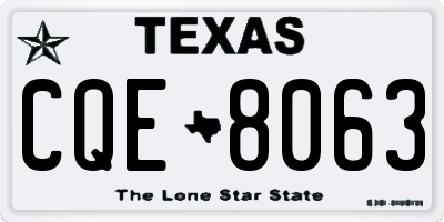 TX license plate CQE8063
