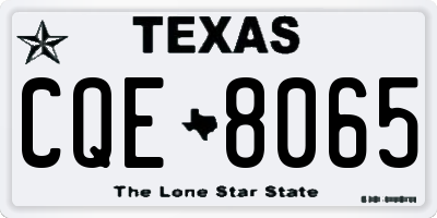 TX license plate CQE8065