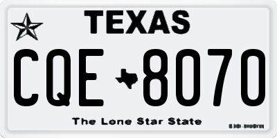 TX license plate CQE8070