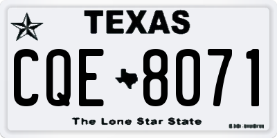 TX license plate CQE8071