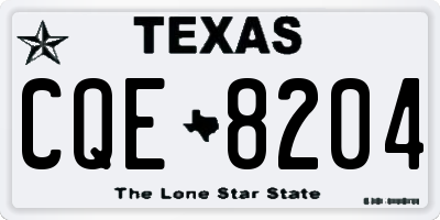 TX license plate CQE8204