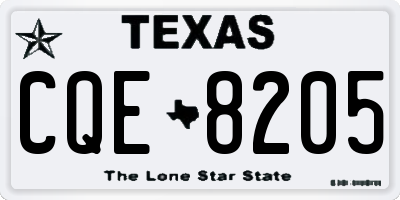 TX license plate CQE8205