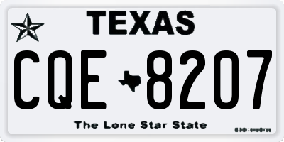 TX license plate CQE8207