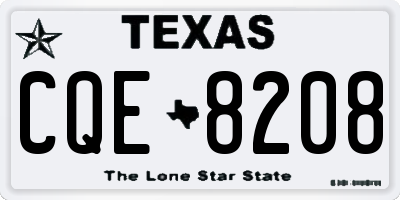 TX license plate CQE8208