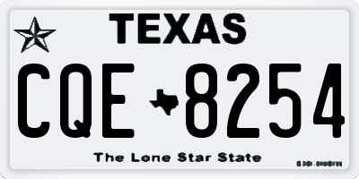 TX license plate CQE8254