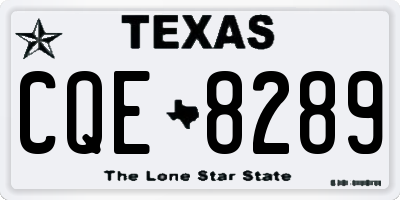 TX license plate CQE8289