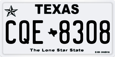 TX license plate CQE8308