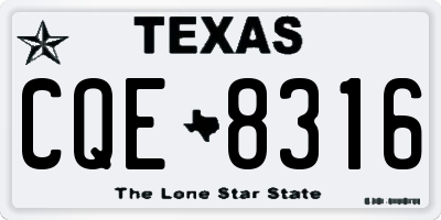 TX license plate CQE8316