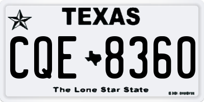 TX license plate CQE8360