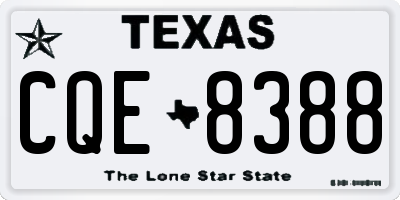 TX license plate CQE8388