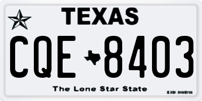 TX license plate CQE8403