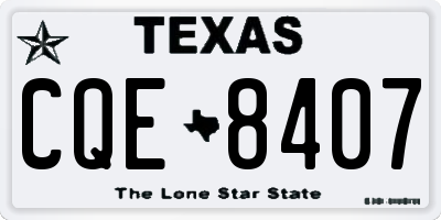 TX license plate CQE8407