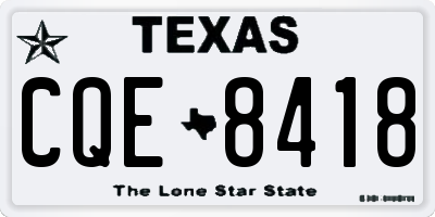 TX license plate CQE8418