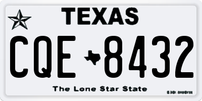TX license plate CQE8432