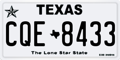 TX license plate CQE8433