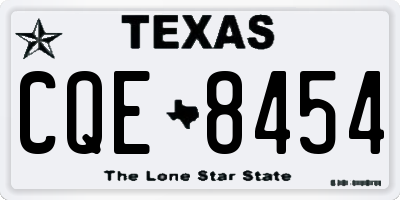 TX license plate CQE8454