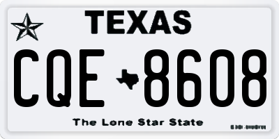 TX license plate CQE8608