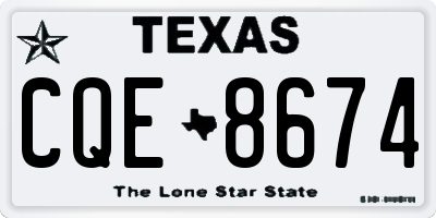 TX license plate CQE8674