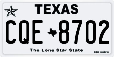TX license plate CQE8702