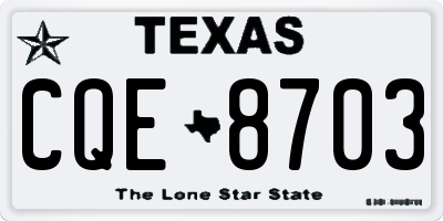 TX license plate CQE8703