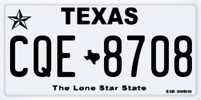 TX license plate CQE8708