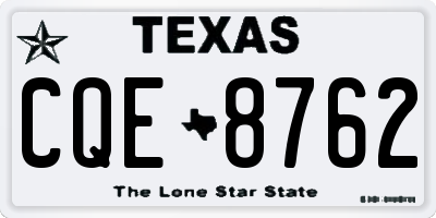 TX license plate CQE8762