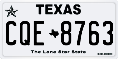 TX license plate CQE8763