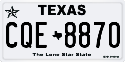 TX license plate CQE8870