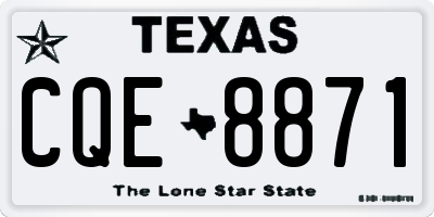 TX license plate CQE8871