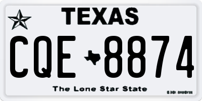 TX license plate CQE8874