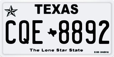 TX license plate CQE8892